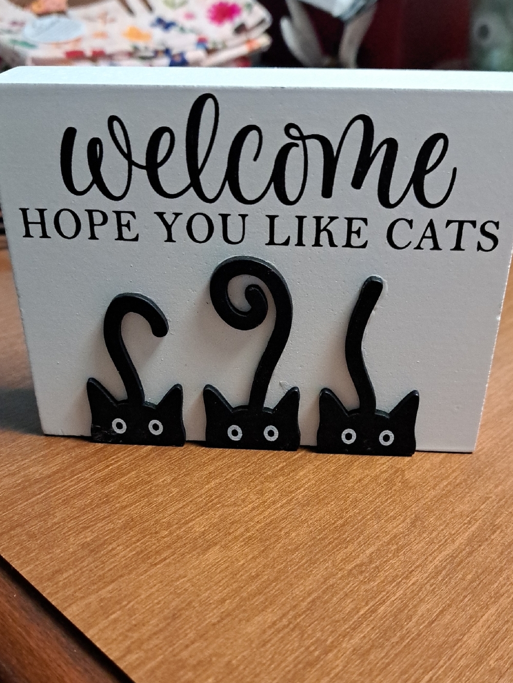 Hobby Lobby Black and White Cat Welcome Sign